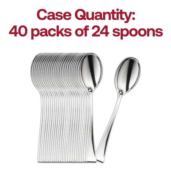 Shiny Metallic Silver Mini Plastic Disposable Tasting Spoons (960 Spoons) {5}