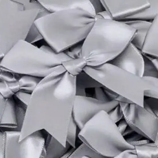 12 Ct Gray Bow Satin Ribbon {1}