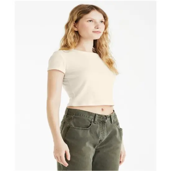 Bella + Canvas&reg; Ladies Micro Ribbed Baby Crewneck T-Shirt SOLID NAVY BLEND {3}