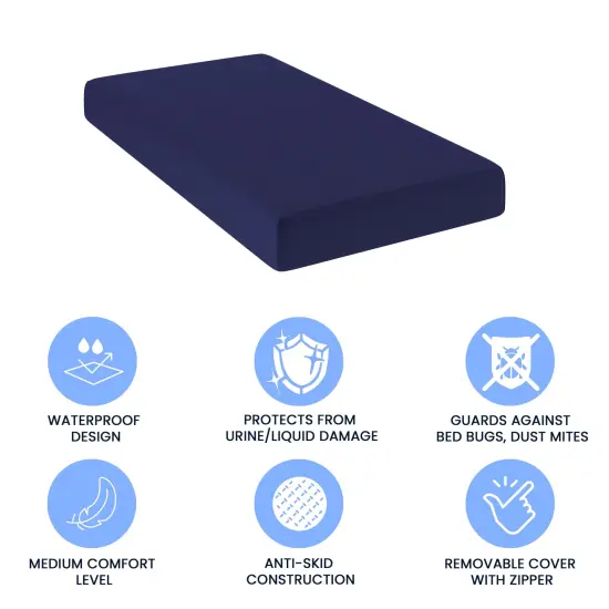 Emma and Oliver Nashua Blue Water-Resistant Memory Foam Mattress with Zippered Cover {4}