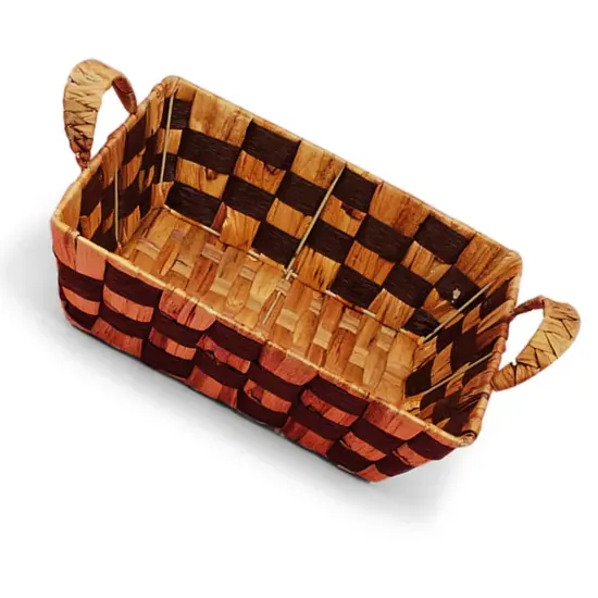 Two Tone Rush Woven Baskets with Handle 11 3/4"x 8 5/8" x 3 1/2" {2}