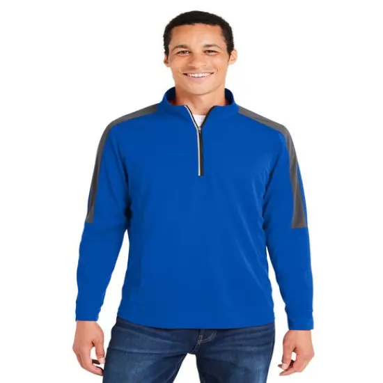 CORE365&reg; Men's Market Snag Protect Mesh Colorblock Quarter Zip TRU ROYAL/ CRBN {6}