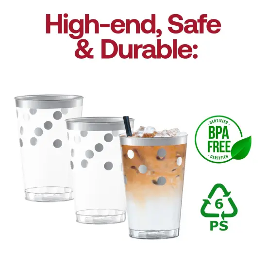 Clear with Silver Dots Round Disposable Plastic Tumblers - 12 oz. (240 Cups) {4}
