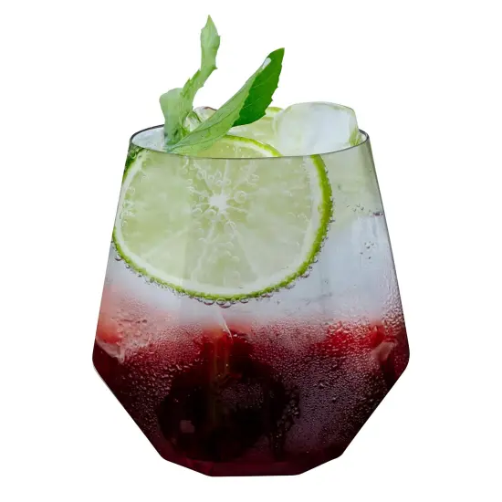 Clear Hexagonal Stemless Plastic Wine Goblets - 12 oz. (64 Glasses) {2}