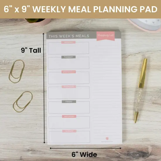 bloom daily planners Planning Pad, 6" x 9", Meal Planning Pad with Magnets, Pink & Grey {3}