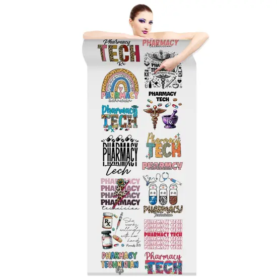 Pharmacy Technician DTF Transfer Gang Sheets - 22x60 Direct-to-Film Iron On Transfers {1}