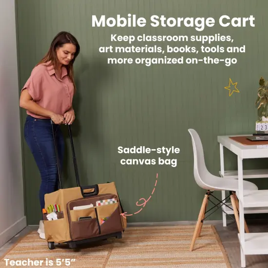 Universal Rolling Cart with Canvas Organizer Bag, Mobile Storage Chocolate/Sand {3}