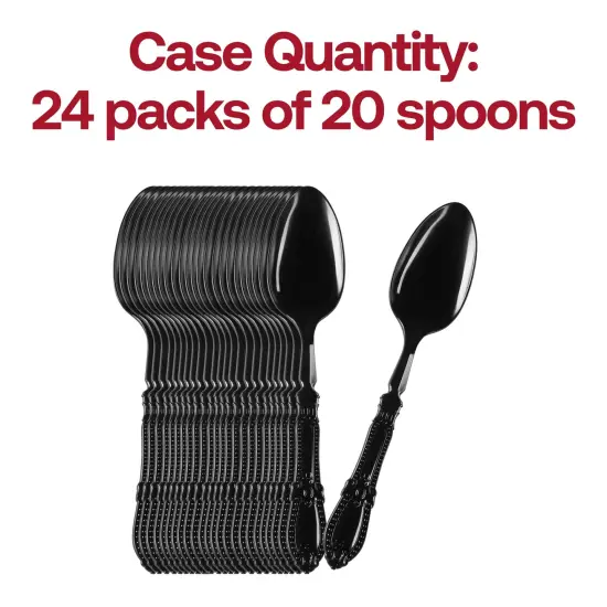 Black Baroque Disposable Plastic Dinner Spoons (480 Spoons) {5}
