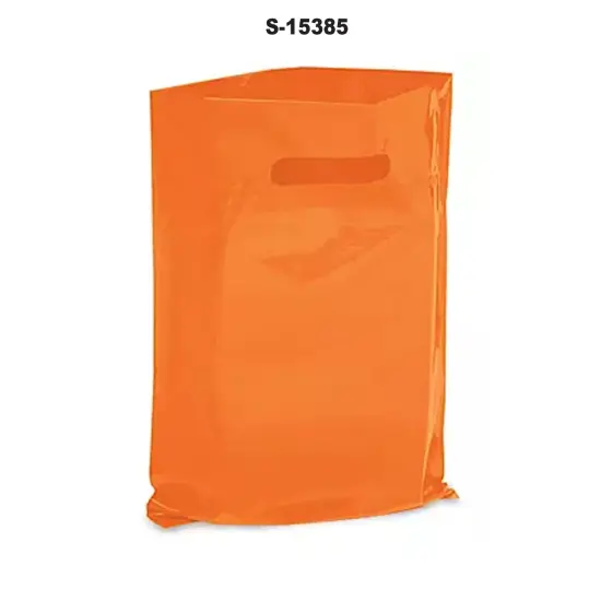 Sleek 15 x 18 x 4" Die Cut Shopping Bags Orange {3}