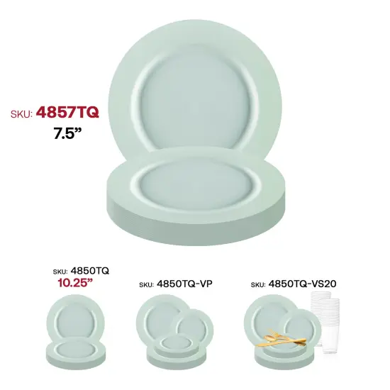 Matte Turquoise Round Disposable Plastic Appetizer/Salad Plates - 7.5" (120 Plates) {6}