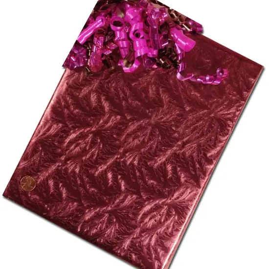 Burgundy Embossed Metallic Wrapping Paper 30" x 417" Roll {3}