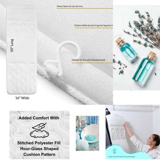 Luxurious Bath Pillow - Exclusive Unique Design Extra Cushioning Spa Neck Pillow & Seat Cushion Comfort {3}