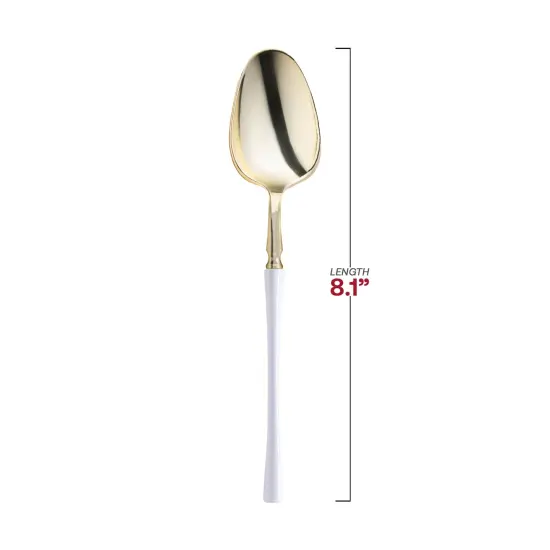 Gold with White Handle Moderno Disposable Plastic Dinner Spoons (240 Spoons) {3}