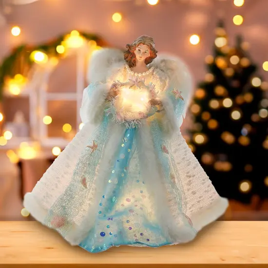 Kurt Adler 14-Inch UL 10-Light Coastal Beach Angel Tree Topper {6}
