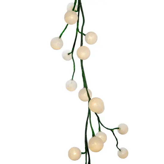 Kurt Adler 6-Foot Green Garland with 48 Warm White LED Lights and White Ball {2}