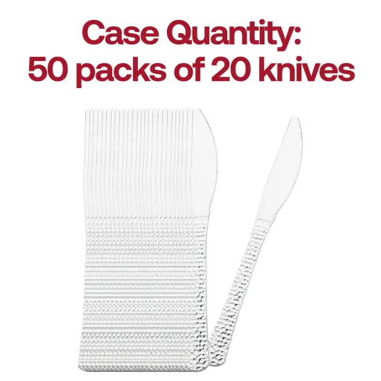 Shiny Metallic Silver Hammered Plastic Knives (1000 Knives) {5}