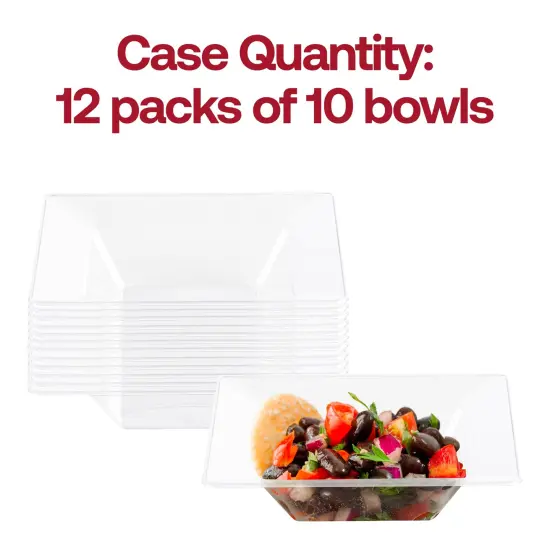 Clear Square Plastic Dessert Bowls - 5 oz. (120 Bowls) {5}