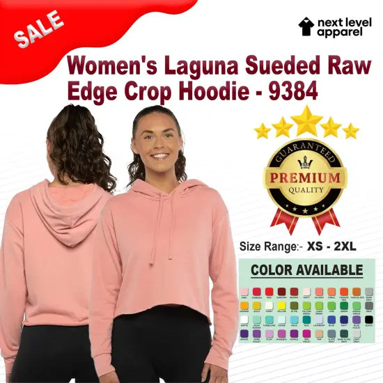 Next Level&reg; Women's Laguna Sueded Raw Edge Crop Hoodie Maroon {2}