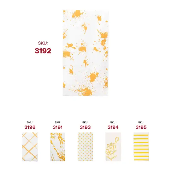 Durable White with Gold Paint Splatter Paper Dinner Napkins (600 Napkins) {6}