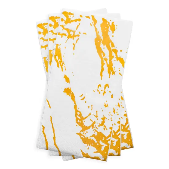 Durable White with Gold Marble Paper Dinner Napkins (600 Napkins) {2}