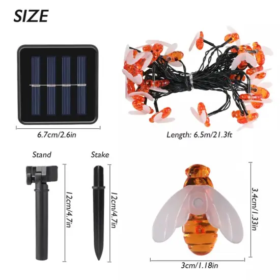 Kitcheniva Waterproof LED Solar Power Bee String Light 21 FT {3}