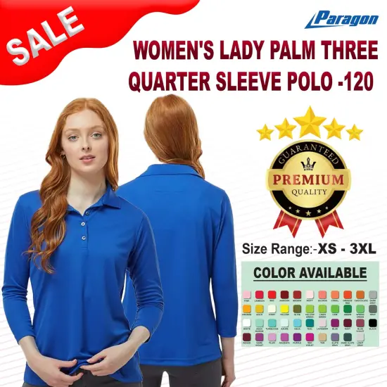 Paragon&reg; Women's Lady Palm Three Quarter Sleeve Polo Grape {2}