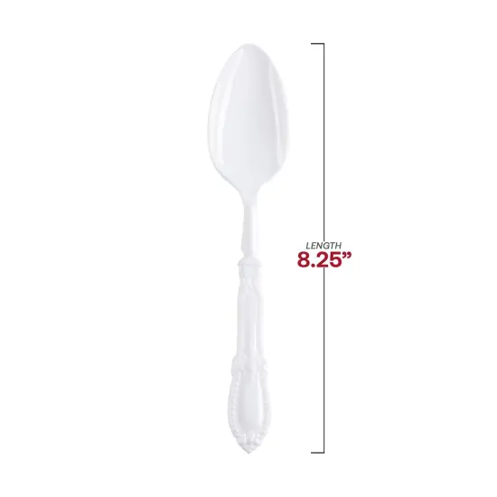 White Baroque Disposable Plastic Dinner Spoons (480 Spoons) {3}