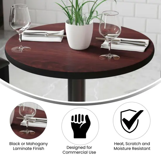 Emma and Oliver 24" Round Table Top with Reversible Laminate Top Mahogany {4}