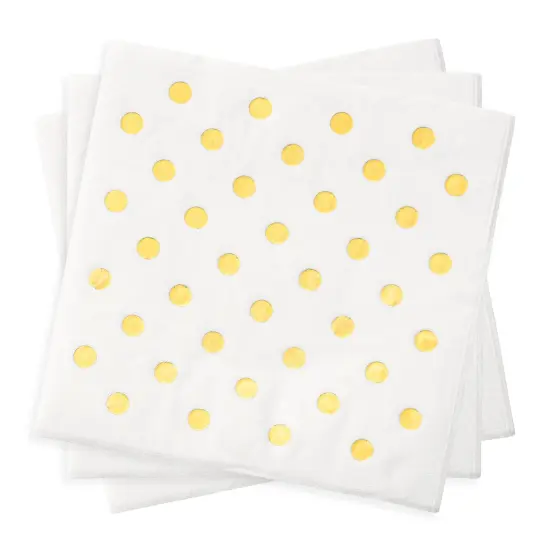 Durable White with Gold Dots Paper Beverage/Cocktail Napkins (600 Napkins) {2}