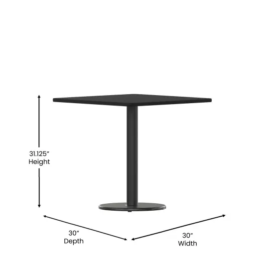 Emma and Oliver 30" Square Laminate Table Top with 18" Round Table Height Base Black {4}