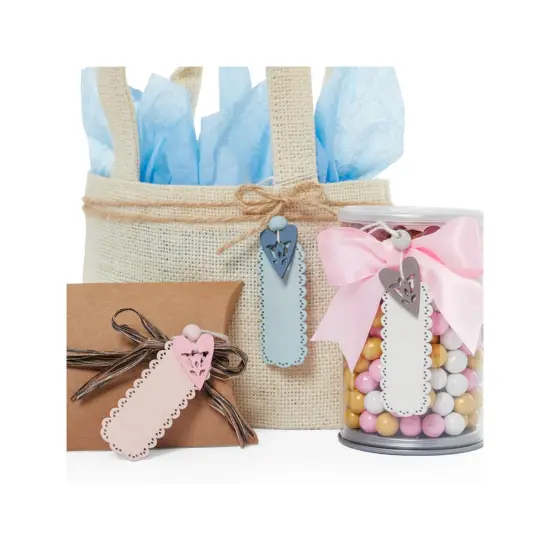 Pink Pre Strung Wooden Tags 1" x 2.5" {4}