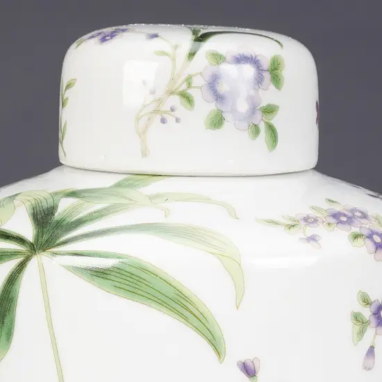 AA Importing Birds and Flowers Cylindrical Jar with Lid Multicolor {4}