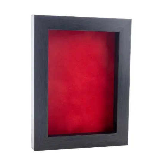 Elegant Charcoal Wood Shadow Box Frame with Acrylic Front - Red Suede Backing, 30 Sizes {2}