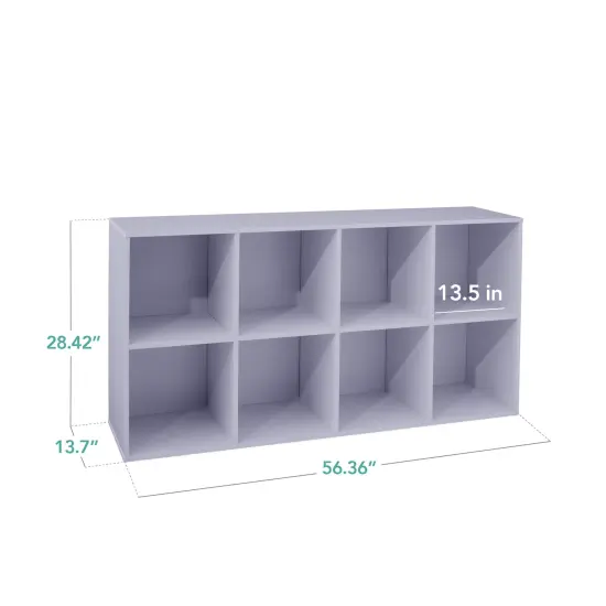 Best Choice Products 8-Cube Bookshelf, 13.5in Display Storage System, Organizer w/ Removable Back Panels Lavender {2}