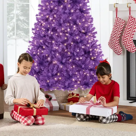 Best Choice Products Pre-Lit Purple Christmas Tree, Artificial Full Holiday Decoration w/ Incandescent Lights {5}