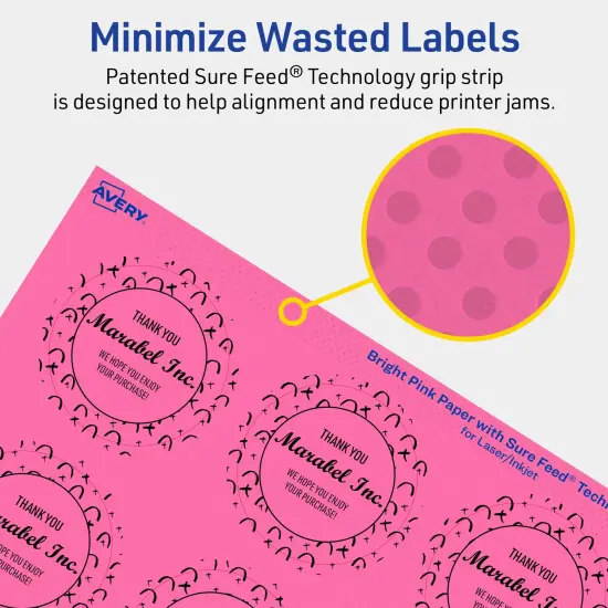 Avery Bright Pink Paper Labels, 2" Diameter Round {4}