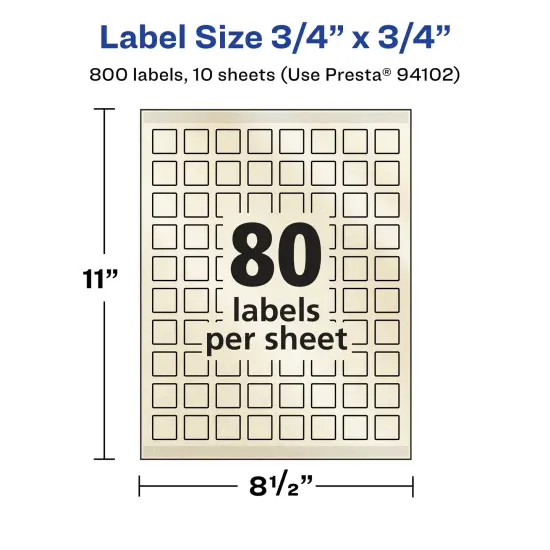 Avery Pearlized Ivory Square Labels with Sure Feed Technology, Print-to-the-Edge, 3/4" x 3/4" {5}
