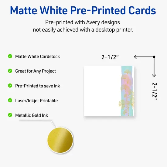 Avery Printable Square Business Cards with Sure Feed Technology, Pre-Printed Floral Design, Matte White, 2.5" x 2.5", Laser & Inkjet Compatible, 90 Total {2}