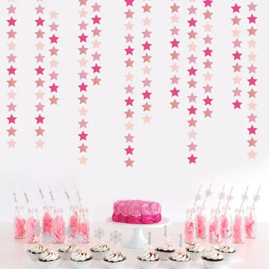 Twinkle Little Star Hanging Streamers Banner - Rose-Gold Red Pink {3}