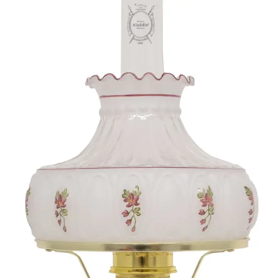 Aladdin Amethyst Lincoln Drape Table Oil Lamp with Rose Shade and Brass Trim, Classic Vintage Design and Bright Illumination {6}