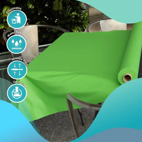 Exquisite Plastic Table Cover Roll &ndash; 40" x 100' Disposable Tablecloth Roll &ndash; Premium Thick 0.5 MIL Plastic Banquet Roll &ndash; Party Table Cover Roll for Events & Catering Lime Green {6}