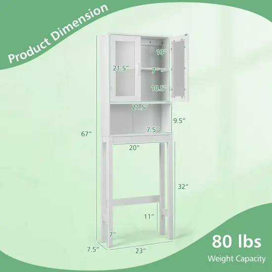 Costway Wooden Over The Toilet Storage Cabinet Spacesaver Organizer Bathroom Tower Rack {3}