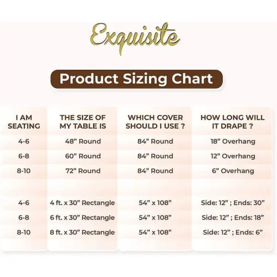 Exquisite 6-Pack Premium Plastic Tablecloth 54in. x 108in. Rectangle Plastic Table Cover Brown {4}