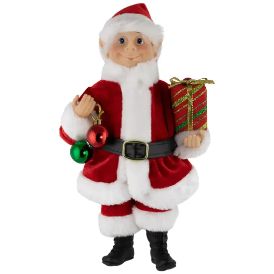 Northlight Santa Elf with Gift Christmas Figure - 14" Red {3}
