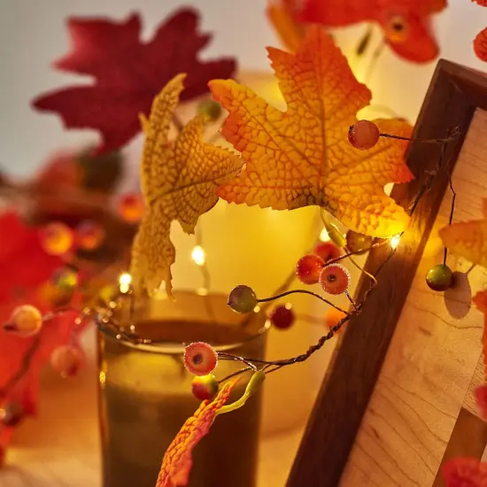 Leaf Garland with Lights Handcrafted {4}