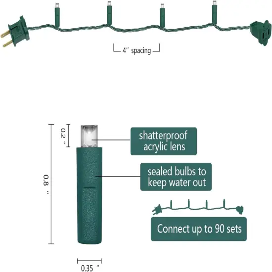 UL Listed 50 Count 5MM Wide Angle Led Christmas Lights Set {5}