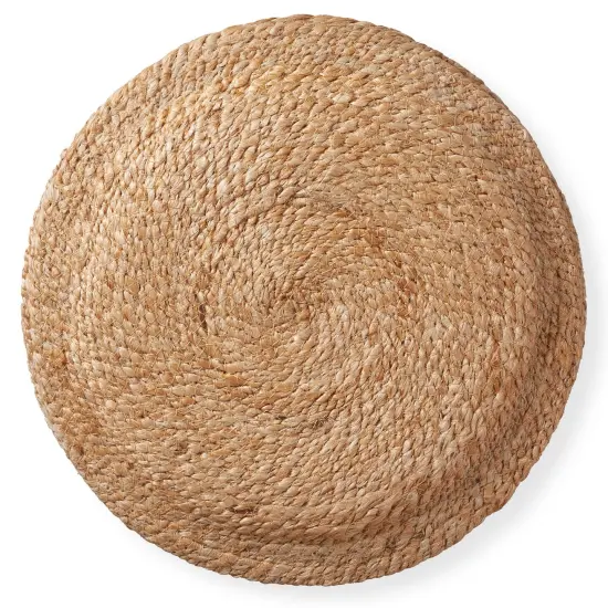 Handcrafted Braided Jute Pouf Ottoman, 14" Round x 16" High Footrest, Natural Boho Home Decor, Woven Accent Footstool for Living Room or Bedroom {5}