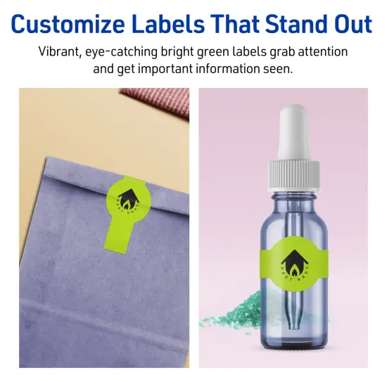 Avery Bright Green Paper Labels, 1.5" x 3.5" Wraparound {3}