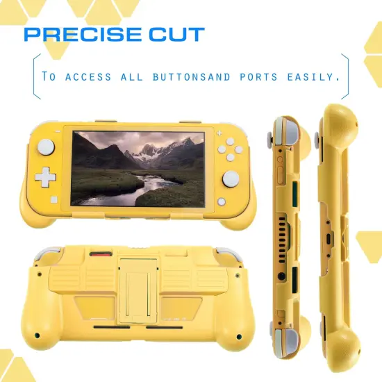 Protective Case for Nintendo Switch Lite 2019, Hard Grip Cover with 2 Game Card Slots Holder, Built in Stand, Shock-Absorption & Anti-Scratch Design, Yellow by Insten {7}