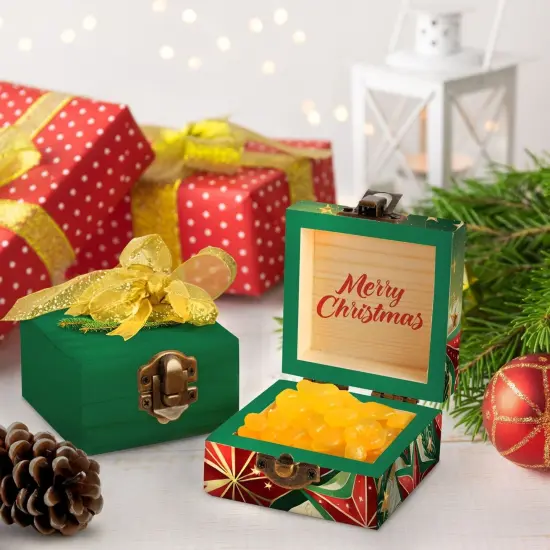 12 Pack of Small Unfinished Wooden Boxes for Crafts Supplies, Paintable Wood Treasure Chests for Jewelry and DIY Projects (2.7x2.7x1.6 in) Brown {2}